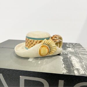 FITZ AND FLOYD | Ceramic Hat Trinket Box with Sunflower
